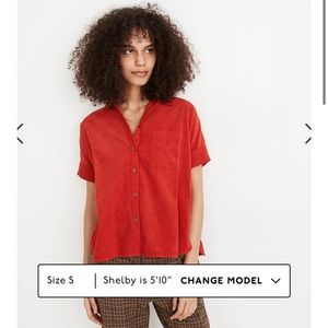 Madewell RED corduroy courier shirt